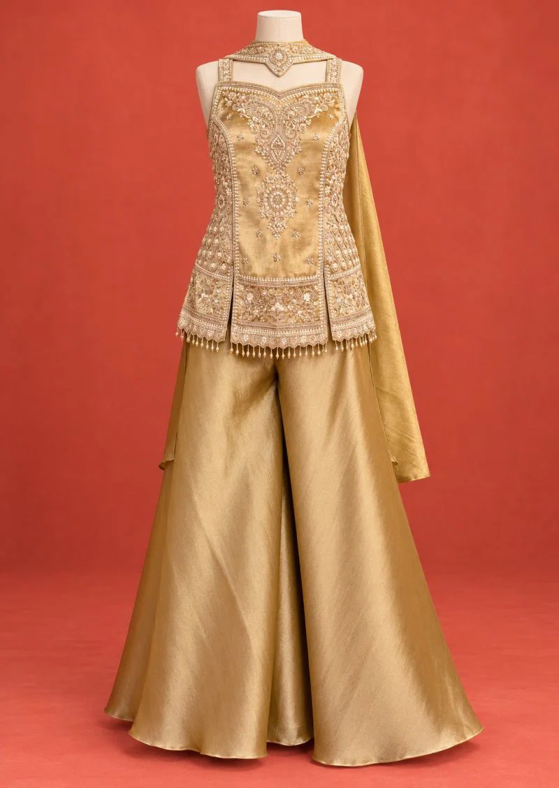 Kanjivaram By Aurraa Premium Silk Beads Work Indo Western 